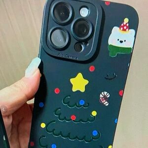 SHEIN Black Christmas Phone Case with Festive Design